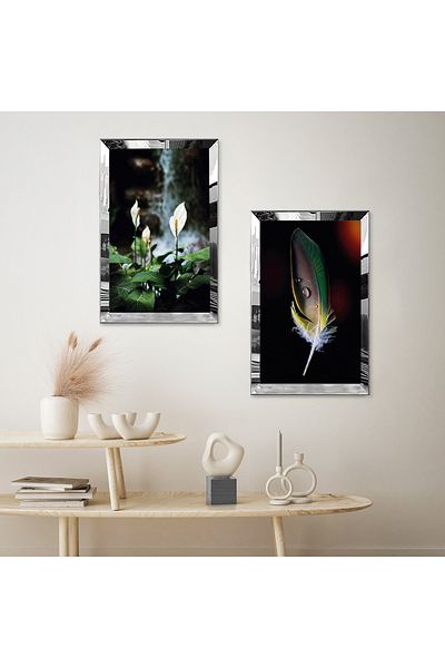Zevahir Mobilya Dekorasyon SET DE MASA MDF DUBLA PLANTE MODERNE CU CADRU DE PLEXY CU Oglinda SILVER