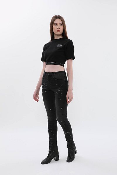 Bluewhite Γυναικείο ψηλόμεσο Skinny Fit Skinny Leg Smudged Smoked Jean παντελόνι