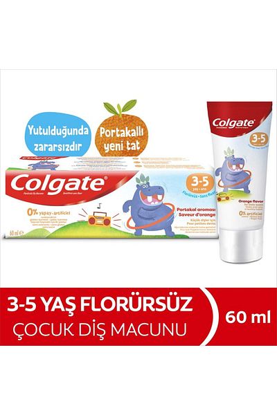 Colgate Kids Orange Flavor Fluoride-Free Toothpaste 3-5 Years 60 ml