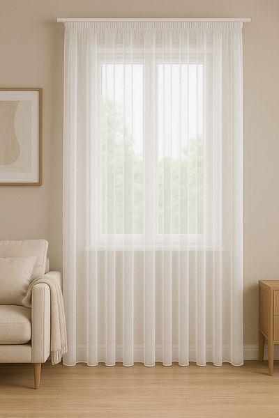 Miabella Home White Tulle Curtain |   Stylish Woven, Corneled – Single Wing |   Modern and Elegant Design”