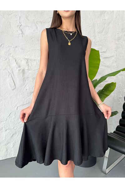 Elif Özbey Butik Μαύρο φόρεμα με υφή