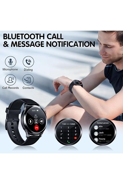Smart Vibe Smartwatch Super AMOLED WiX™ GRANDE 1.43” Infinity Vision, Bluetooth Call, Voice Assistant, Black