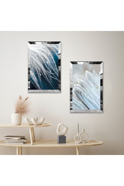 Zevahir Mobilya Dekorasyon FLORI ALBE MODERNE CU CADRU DE PLEXY CU Oglinda SILVER SET DE MASA MDF DUBLA
