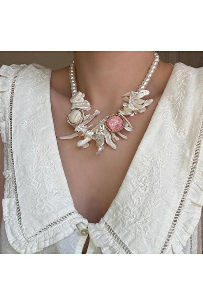 Alice İsstanbul White Coral Necklace with Stone