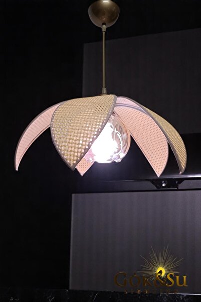 Göksu Lighting Rattan Pervane Model Sarkıt Avize Salon Oturma Odası Hol Antre Mutfak