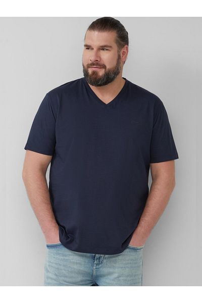 s.Oliver Big Sizes Men's Big Size V-neck T-shirt, Regular Fit, Cotton, Big Sizes