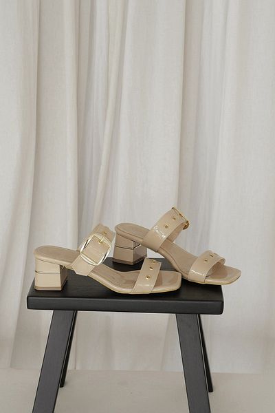 Meral Özgenç Belt Banded Heeled Slippers