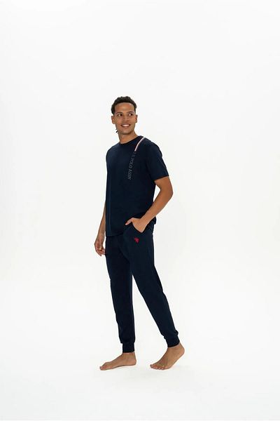 U.S. Polo Assn. Πόλο Ασν. Ανδρικό κοστούμι πιτζάμες με λεπτομέρεια με στρογγυλή λαιμόκοψη