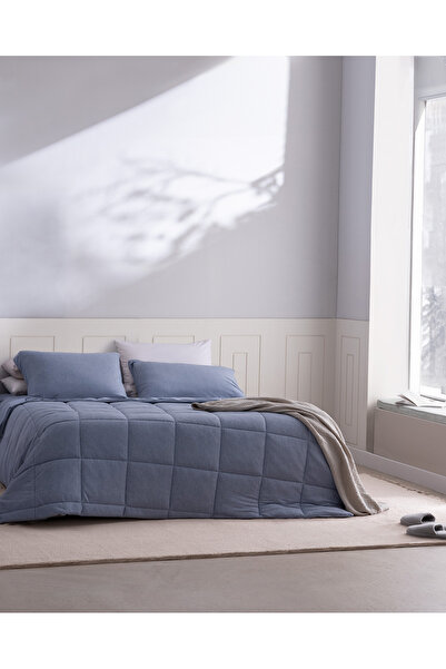 Madame Coco İlus Bambu Çift Kişilik Comforter Set - Mavi