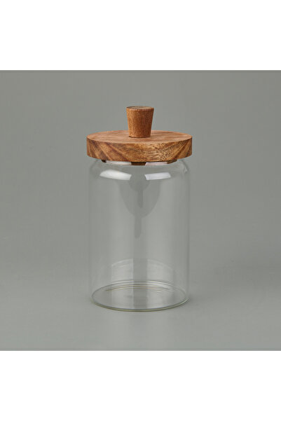 MİEN Mien Akasya Kapaklı Cam Kavanoz - Kahverengi / Şeffaf - 700 ml