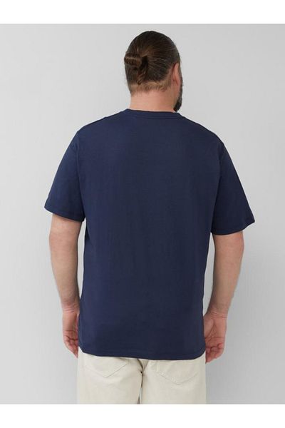 s.Oliver Tricou bărbătesc din bumbac, mărime mare, cu imprimeu text, bleumarin închis, 4XL