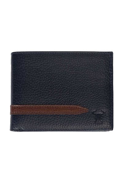 Toro Nero Men's wallet made of genuine leather, navy blue Attila