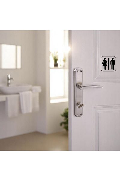Badem10 Lockable Wc Bathroom Door Handle Nickel Inox Mirrored Right Left Suitable for Interior Exterior Toilet Door 1 Set