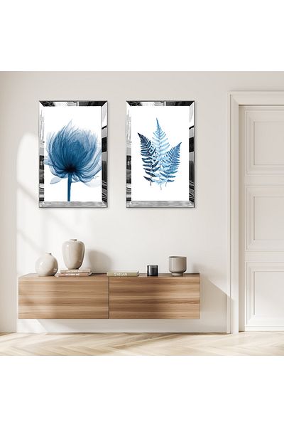 Zevahir Mobilya Dekorasyon FLORI ALBE CU CADRU DE PLEXY CU OGLINDA ARGINTIE FLORI ALBE SET DE MASA MODERN MDF DUBLA