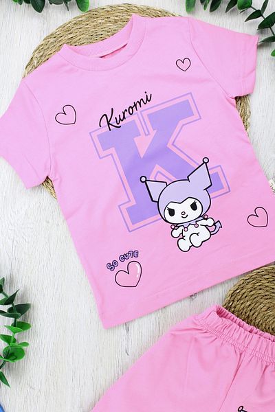 EYMİRGİYİM Double Set with Combed Cotton Shorts for Girls 3-4 Years, 5-6 Years, 7-8 Years, 9-10 Years