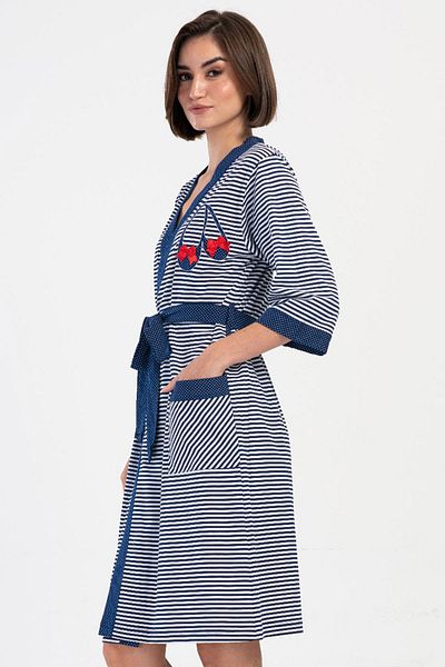 VİENETTA Rochie de toaletă indigo cu mâneci Capri pentru femei 100% BUMBAC C2T2N0O704