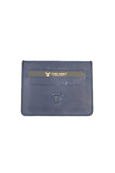 Toro Nero Men's card holder made of genuine navy leather Electro