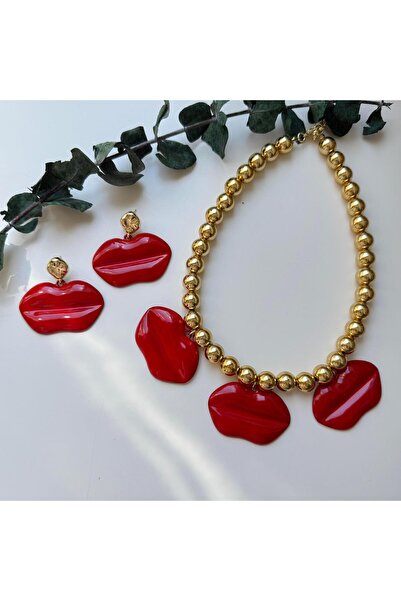 Alice İsstanbul Gold Beaded Lip Necklace