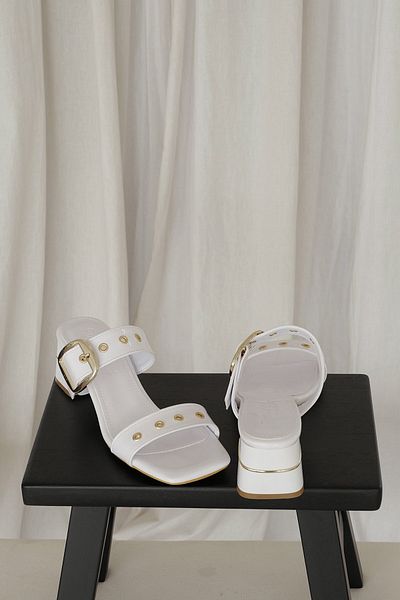 Meral Özgenç Belt Banded Heeled Slippers