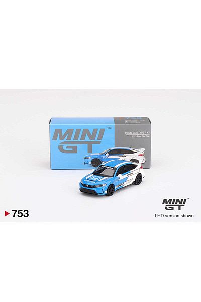 mini gt 1:64 Honda Civic Type R # 3 2023 Pace Car Blue Diecast Model Car