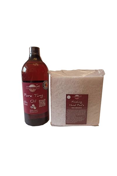 woodworker Kit intretinere, Prep'N Shine-Pure Tung Oil & Non-Abrasive Hand Pads, 1000 ml