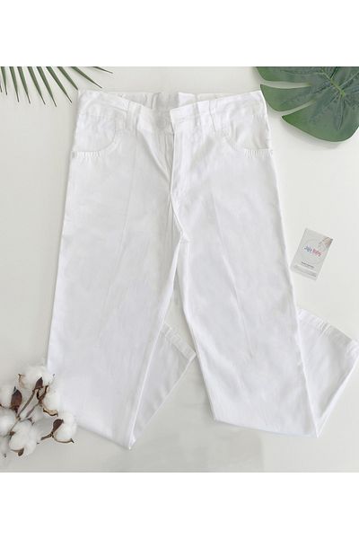 Jaju Baby White Linen Boys' Trousers