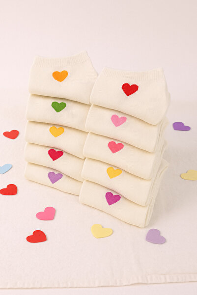 Black Arden Socks Kalp Desenli Kız Çocuk Patik Seti 5'li Okul Günlük Mevsimlik