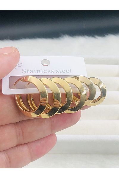 DS DİAMONDSHOP Six Steel Earrings Three Boy Halka Model New Season Byçkp-20256180
