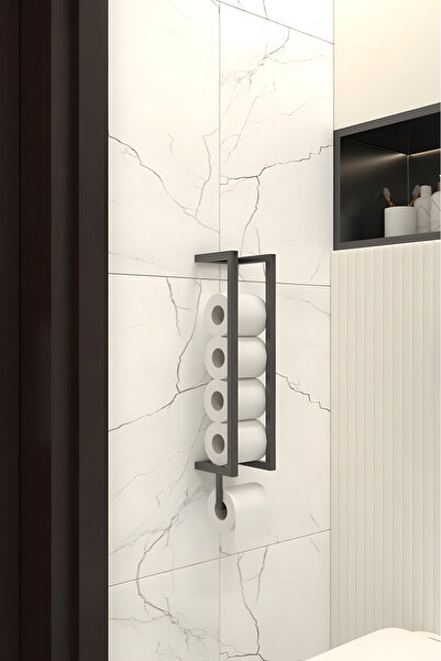 Grandmix Duvar Montajlı Metal Tuvalet Kağıdı Askısı Modern Minimalist Tuvalet Kağıtlığı Banyo Toparlayıcı