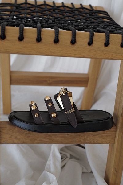 Meral Özgenç Pin Detail Flat Slippers