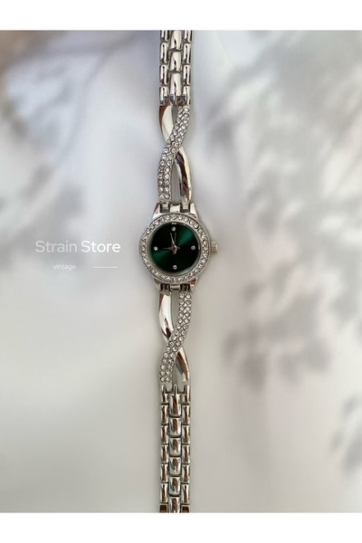 chaoyada ساعة نسائية كلاسيكية بقرص دائري من حجر الراين في صندوق خاص