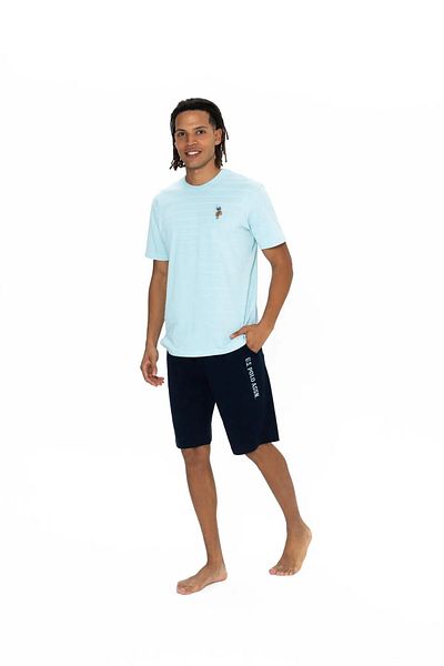 U.S. Polo Assn. U.S. Polo Assn. Set de pantaloni scurți de pijama uni cu gât rotund pentru bărbați