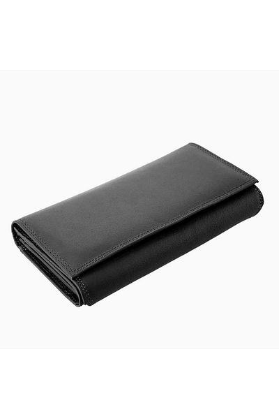Toro Nero Women's wallet made of genuine leather, black, Casual matte