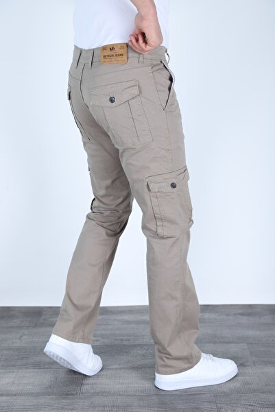 sports here Düz Paça Kargo Cepli Keten Mevsimlik Pantolon
