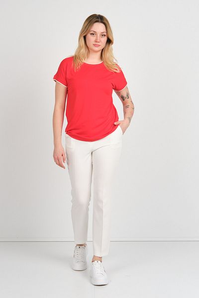 Sistas Women's Collar and Sleeves Knitted Fabric Bicycle Collar Blouse with Accessories 24213 Red