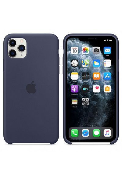 Apple Husa de protectie Apple pentru iPhone 11 Pro Max, Silicon, Midnight Blue