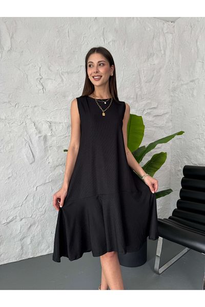Elif Özbey Butik Μαύρο φόρεμα με υφή
