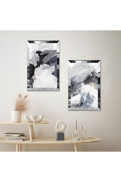Zevahir Mobilya Dekorasyon SET DE TABLĂ MDF BINARĂ DE DESEN ABSTRACT MODERN CU CADRU DE PLEXY CU OZNĂ DE ARGINTI Fundal colorat