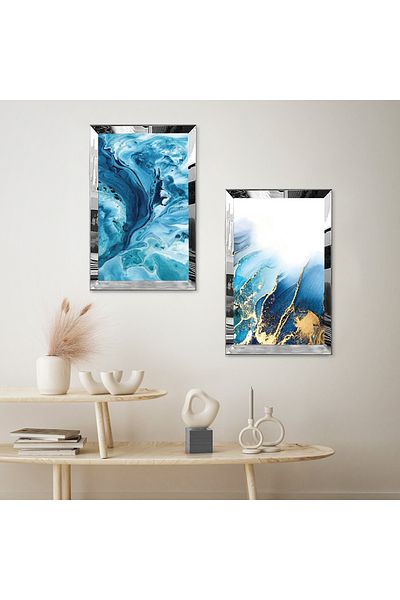 Zevahir Mobilya Dekorasyon SET DE PICTURI DECORATIVE BILATERALE MDF CU CADRU DE PLEXY CU OGLINDA DE ARGINTI