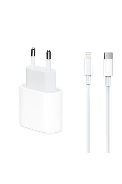 OEM Set încărcător compatibil cu Apple iPhone, cu cablu de date, de la Type-C la Lightning, încărcare rapidă 20W, 1m