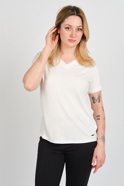 Sistas Women's Collar and Sleeves Tulle Detailed Short Sleeve Blouse 24101 Ecru