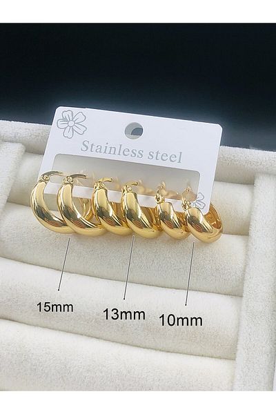 DS DİAMONDSHOP Six Steel Earrings Three Boy Halka Model New Season Byçkp-20256183