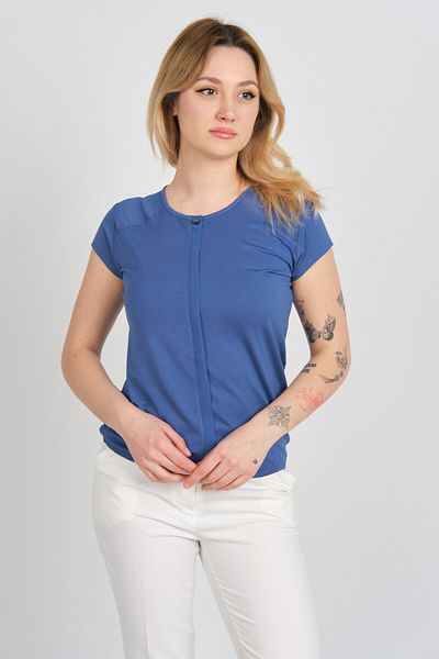 Sistas Bluză de damă cu spate și umeri din tul cu talie elastică cu decolteu 23064 Indigo
