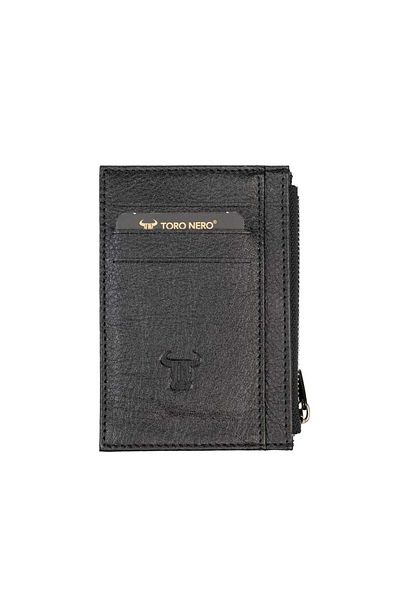 Toro Nero Men's card holder made of genuine leather, black Icon