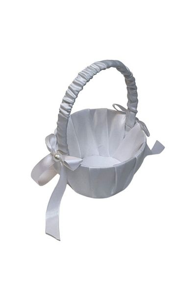 OEM Round satin basket for brides, 13x20 cm, white