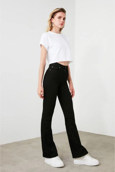 ModaDeniz Black Pocket Lycra High Waist Spanish Jeans Trousers