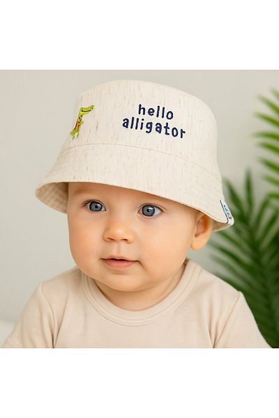 Jaju Baby 1-3 Years Boy Beige Crocodile Patterned Fedora Hat