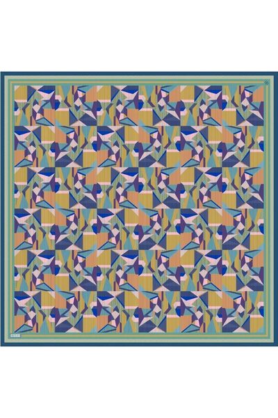 Belli Шарф з чистого шовку 4106D (твіл шовк) 90 x 90 Синій - Зелений