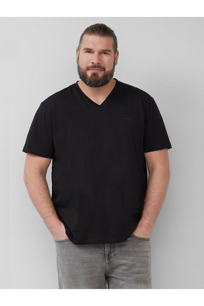 s.Oliver Big Sizes Men's Big Size V-neck T-shirt, Regular Fit, Cotton, Big Sizes