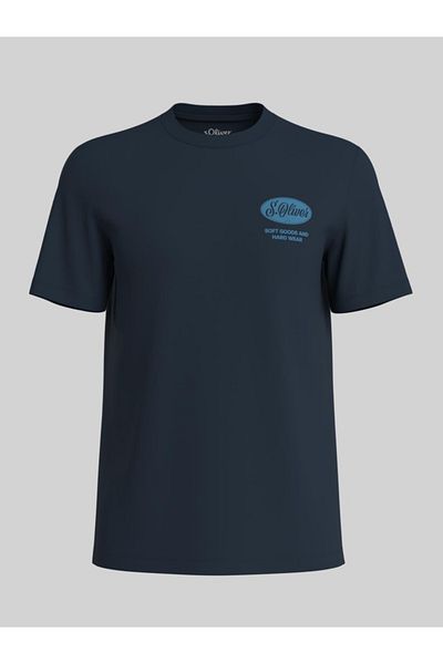 s.Oliver Big Sizes Men's Big Size T-shirt With Scoop Neck And Logo Print